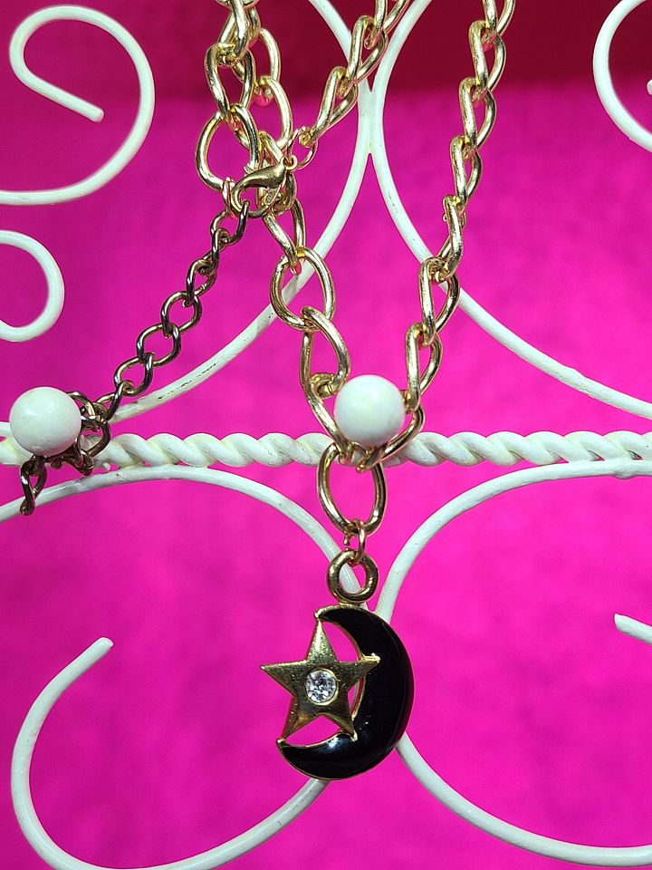 Moon and Rhinestone Star Choker necklace product image (1)