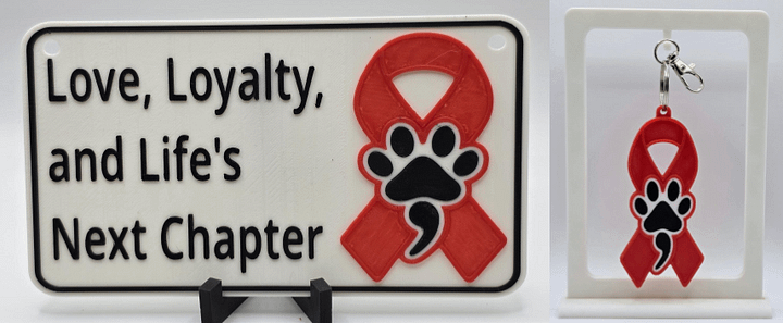❤️ Red Awareness Ribbon Bundle | Ribbon Sign + Keychain product image (1)