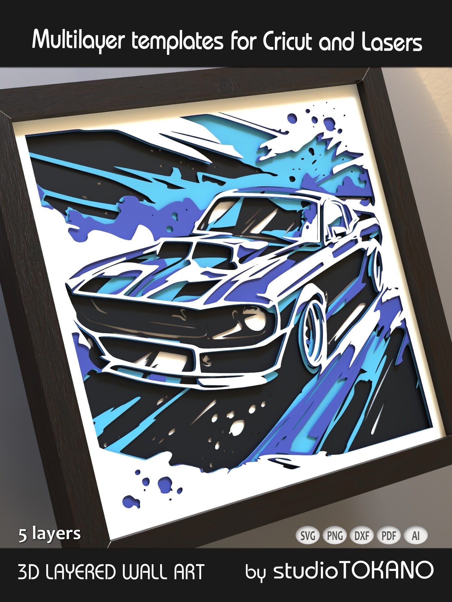 Ford Mustang 3D Shadow Box SVG product image (2)