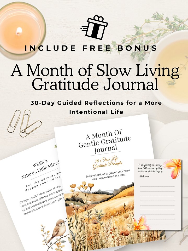 A Month of Slow Living Gratitude Journal — 30-Day Guided Reflections for a More Intentional Life product image (1)