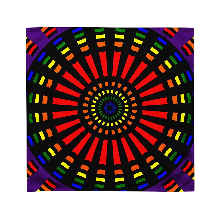 Neon Rainbow Black Bandana, Kaleidoscopic Queer Art Accessory product image (3)