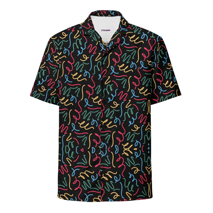 Colorful Squiggle Pattern Eco-Friendly Summer Button-Down Shirt product image (1)