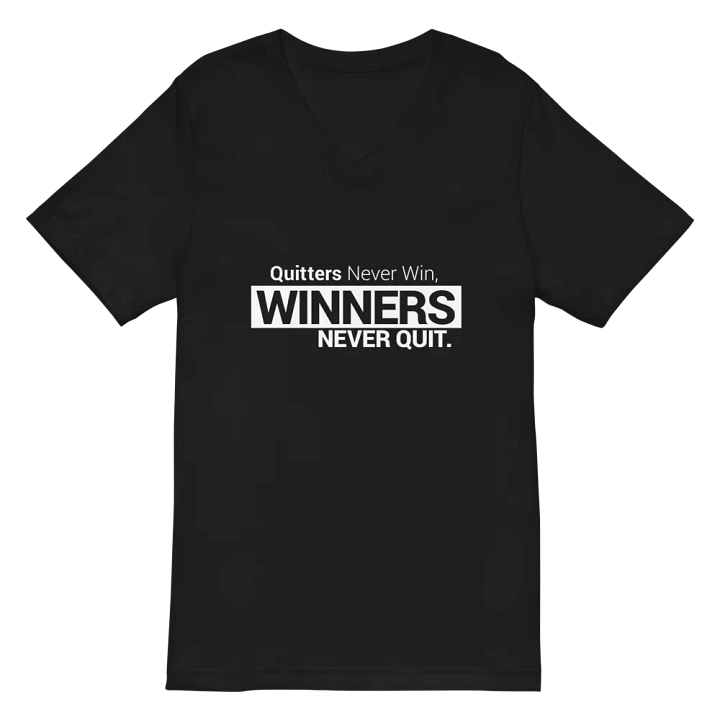Short Sleeve V-Neck T-Shirt - Quitters Never Win, Winners Never Quit (Think and Grow Rich, Napoleon Hill) product image (2)