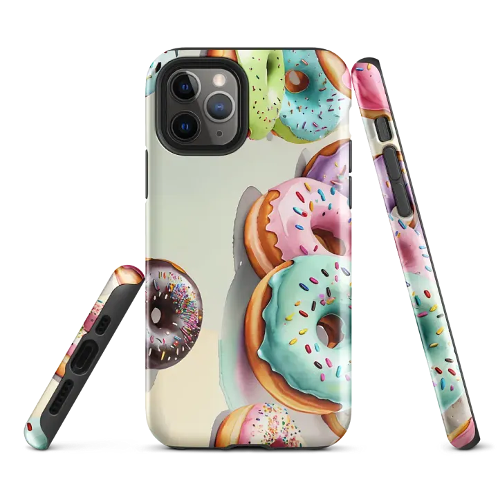 Tough Phone Case for iPhone® - Whimsical Pastel Watercolor Donuts product image (1)