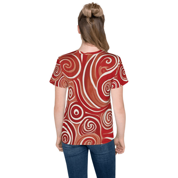 Funky Cherry Swirls Liquid Tie-Dye Youth Crew Neck Tee product image (2)