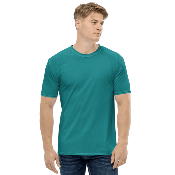 Plain Teal Green Light Summer Men's Crewneck Polyester Heavyweight Premium T-Shirt by Treasure Pie product image (1)