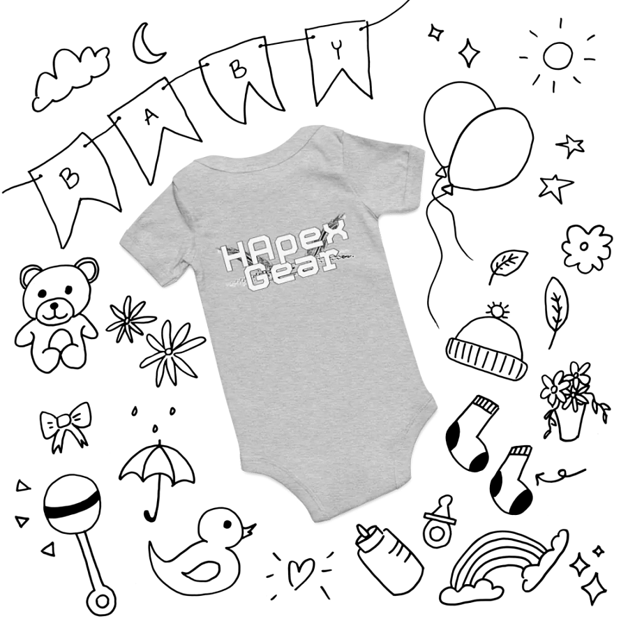Baby Short Sleeve One Piece - Embroidered - White HApex Gear Black Logo product image (7)