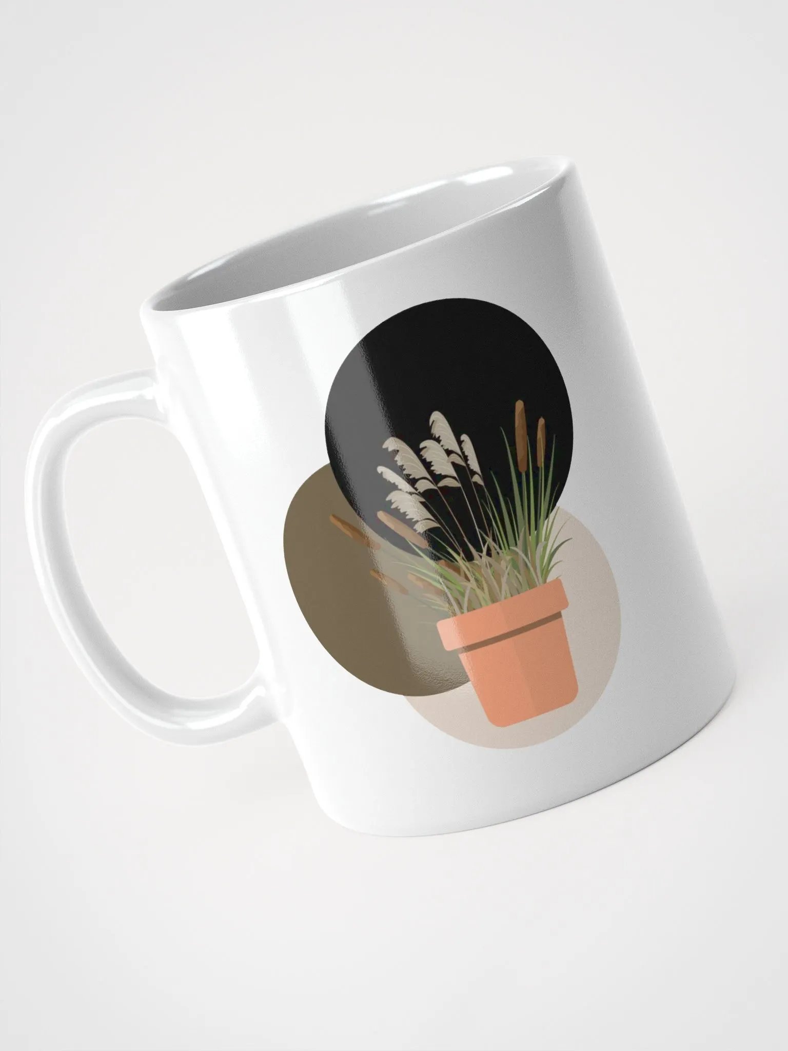 Potted Cattails With Circles Design White Mug product image (8)