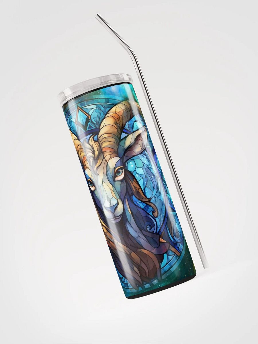 Stained Glass Capricorn Stainless Steel Tumbler: Illuminate Your Zodiac Style product image (3)