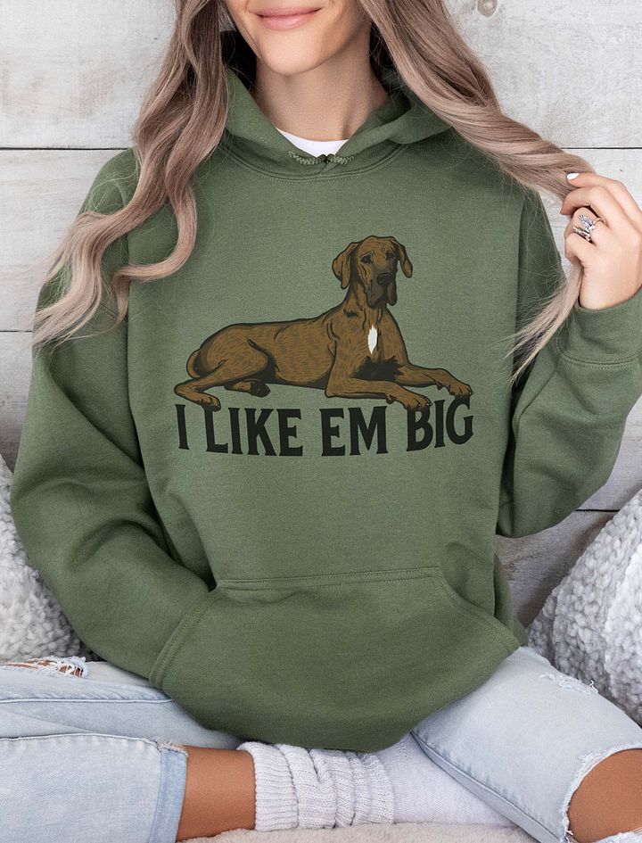I Like Em Big Hooded Sweathirt of a Great Dane (Brindle) | Funny Hoodie for Great Dane Paw-rents product image (14)
