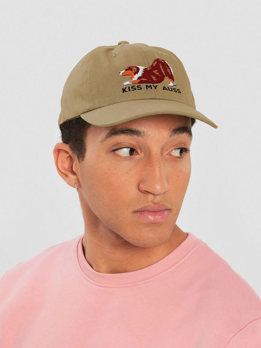 Kiss My Auss Classic Dad Hat(Embroidered) of an Australian Shepherd(Red Tricolor) product image (3)