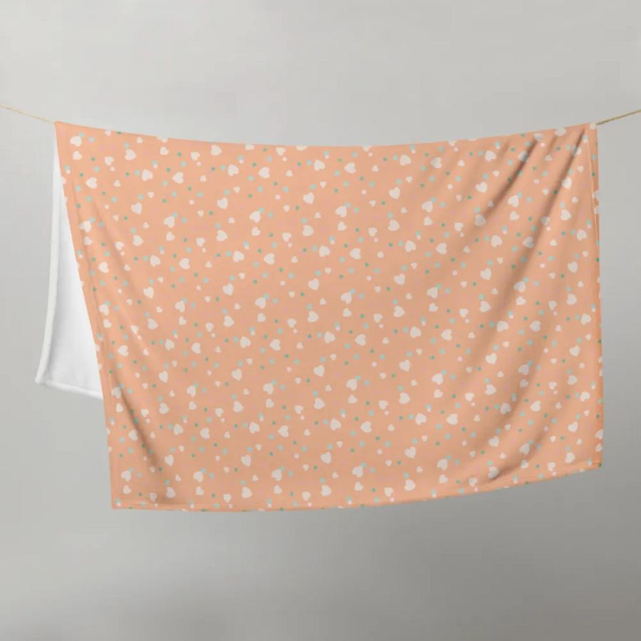 Simply Peachy Hearts and Dots Peach Blanket product image (9)