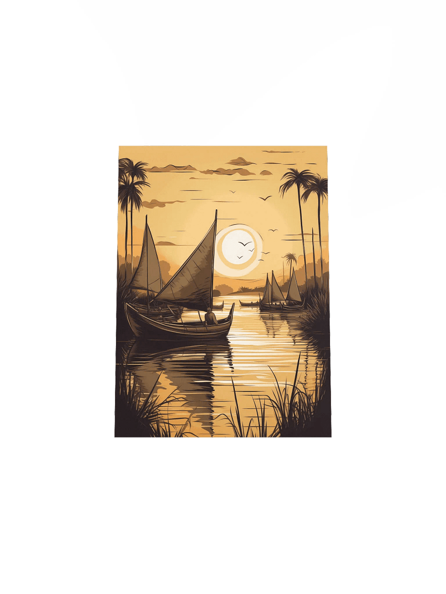 Drifting on the Nile – Ancient Egyptian Reed Boat Art Print product image (6)
