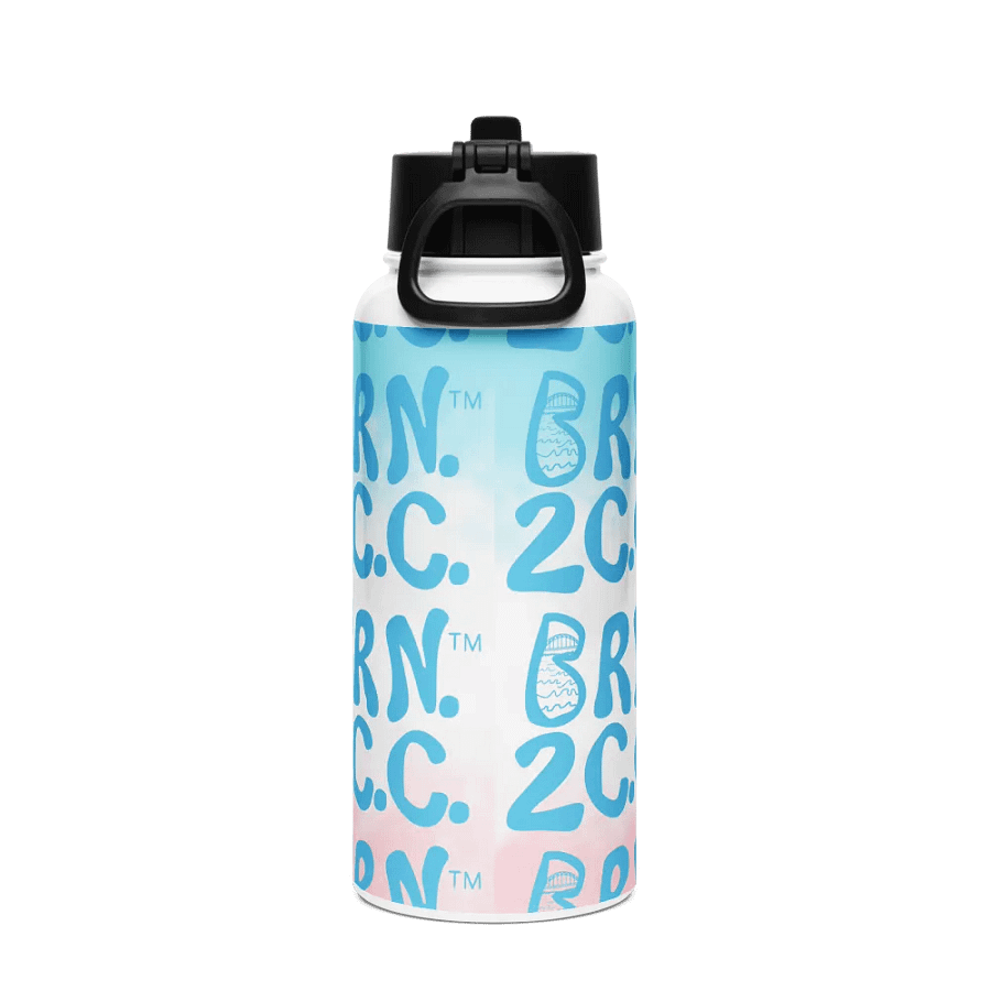 BRN.2C.C.™ | Blue Logo Repeat | Stainless Steel Water Bottle | Iconic Pink, White & Blue product image (2)