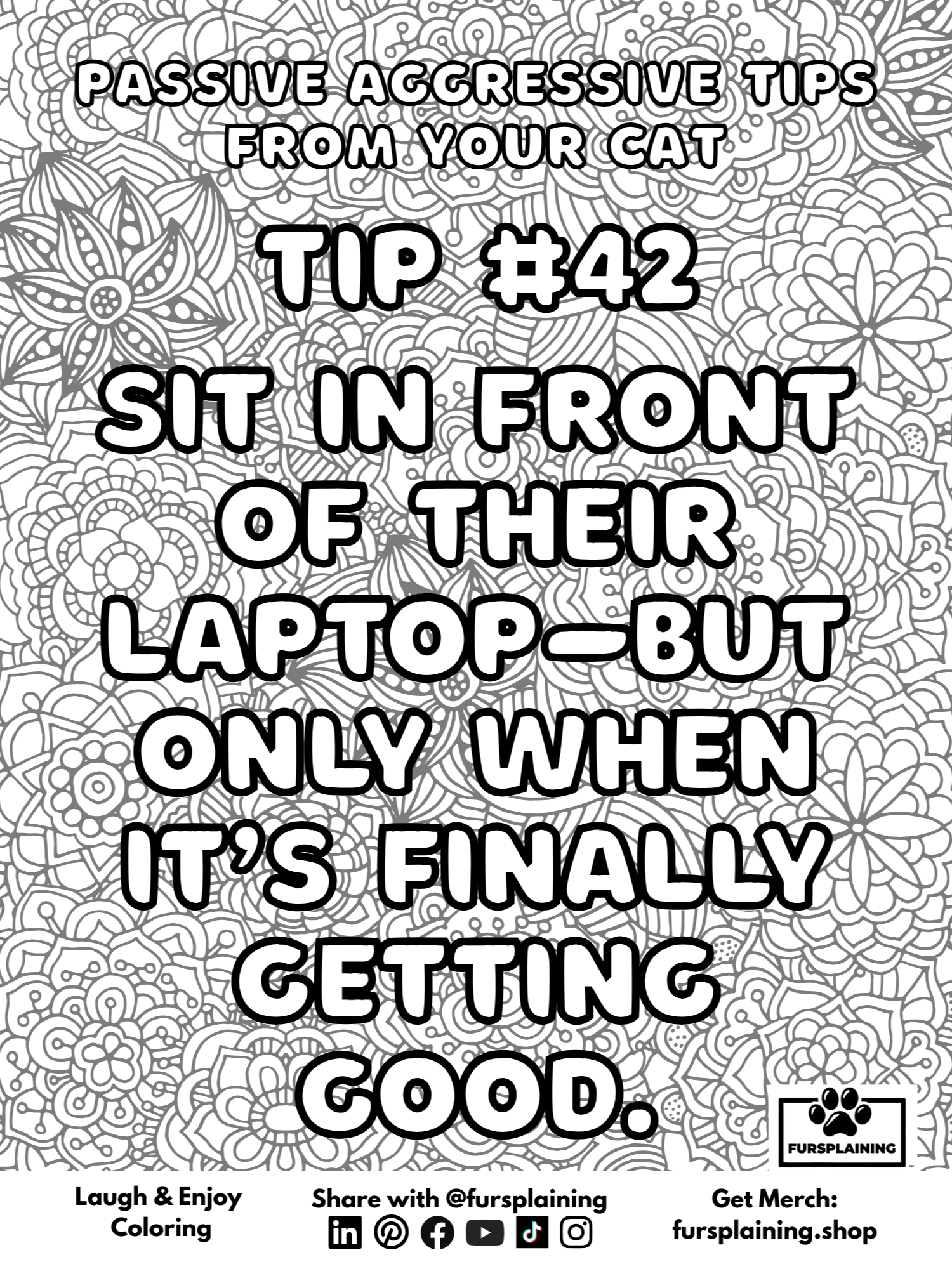 #42 Passive Aggressive Tips from Your Cat – Free Coloring Page product image (1)