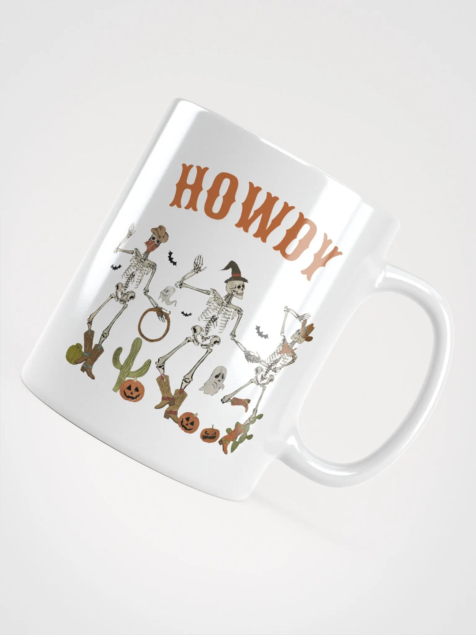 Halloween Dancing Cowboy Skeletons White Glossy Mug product image (5)
