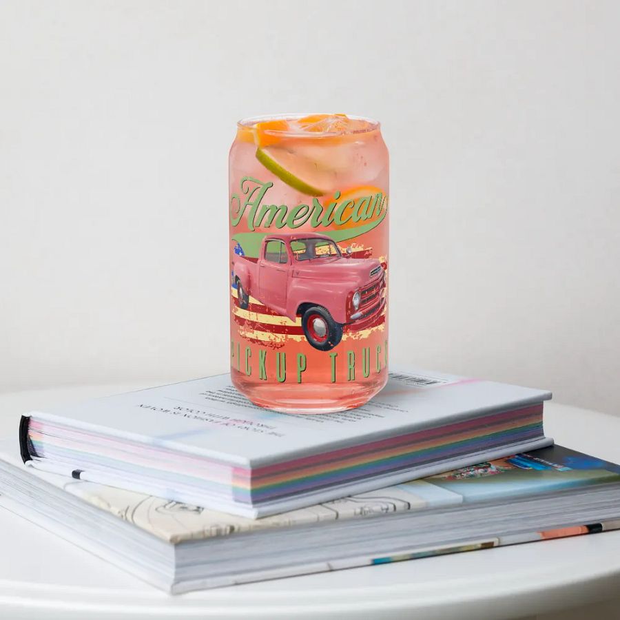 American Pickup Truck Men Women Adults Teens Kids Boys Girls Drinking Glass product image (34)