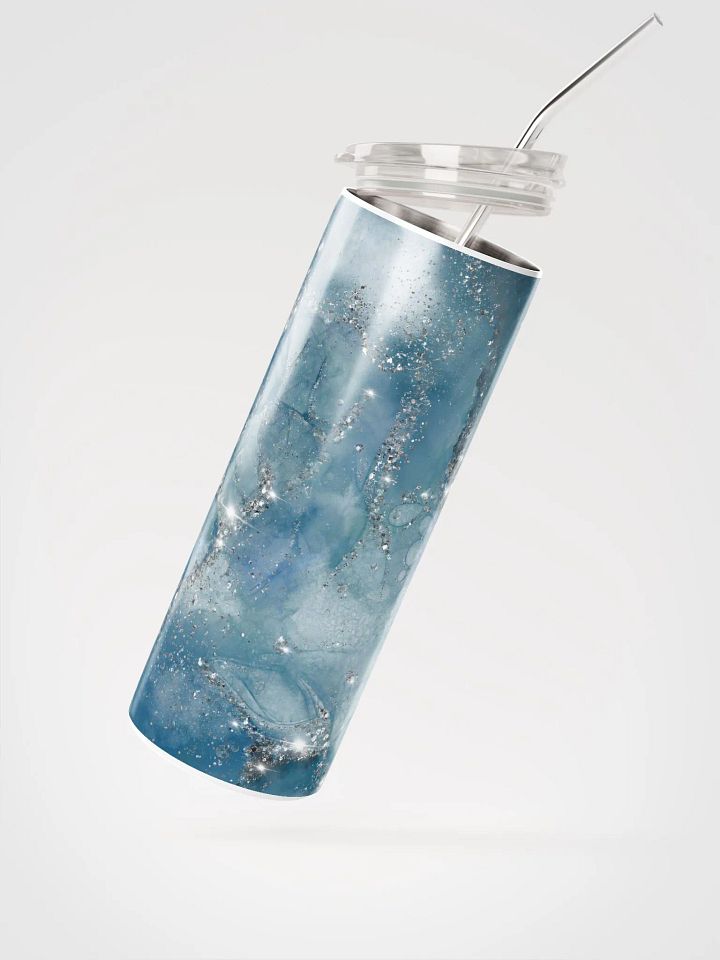 Blue and Silver Stainless Steel Tumbler | Eco-Friendly 20oz with Reusable Straw product image (2)