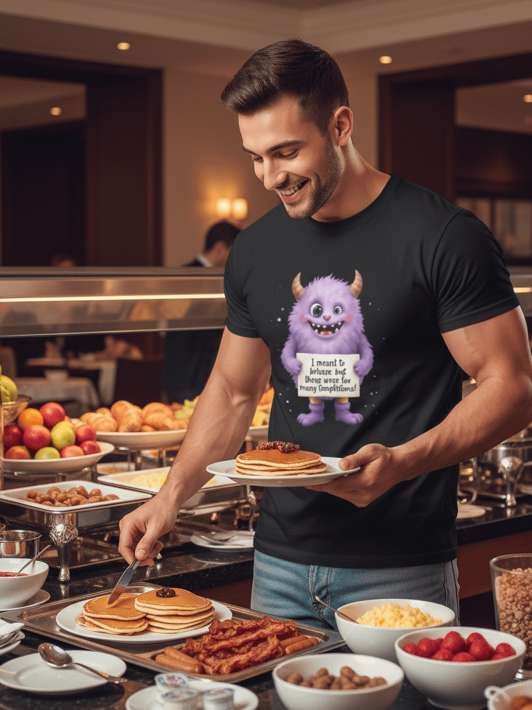 Purple Monster "Too Many Temptations" Sarcastic Tee | Funny Confession Shirt for Women | Relatable Humor Apparel product image (3)