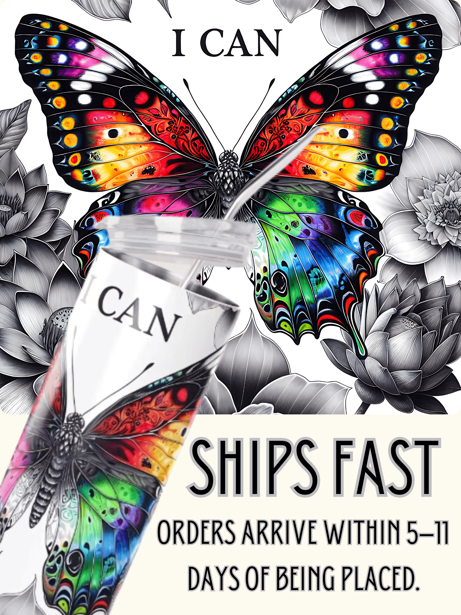I CAN Butterfly Stainless Steel Tumbler product image (1)