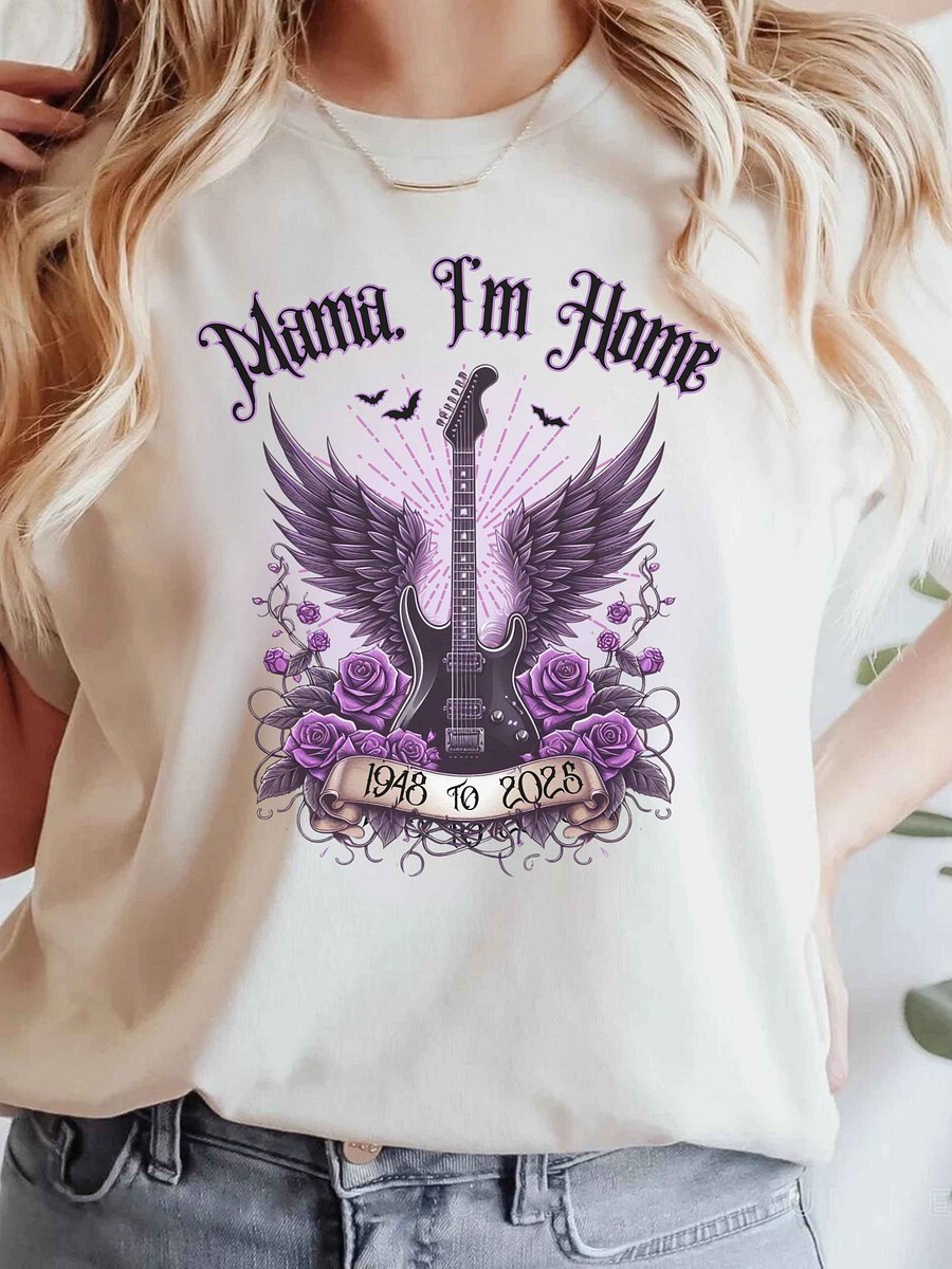 Mama I’m Home PNG, Memorial Guitar Sublimation Design, Comfort Colors Shirt Print, Digital Download Rock Tribute, Angel Wings & Roses product image (8)