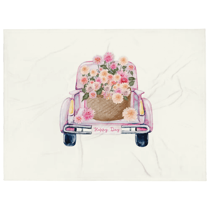 HAPPY DAY DAHLIA TRUCK - SOFT PLUSH BLANKET product image (1)