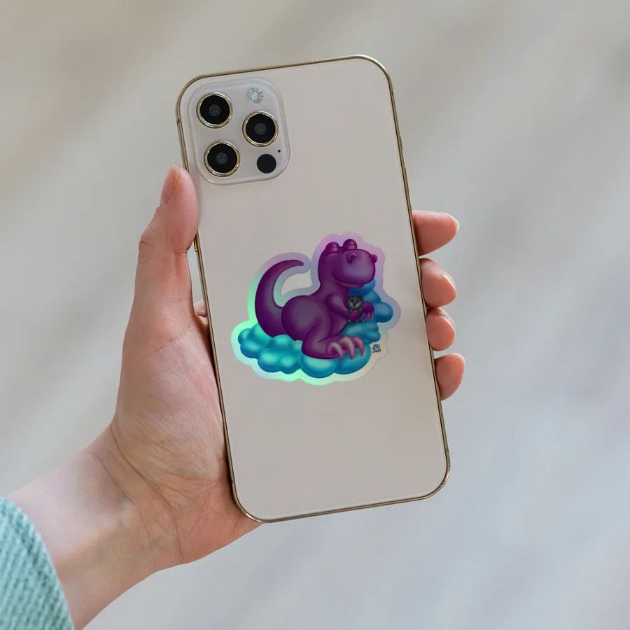 Sleepy Dino Holographic Sticker product image (6)