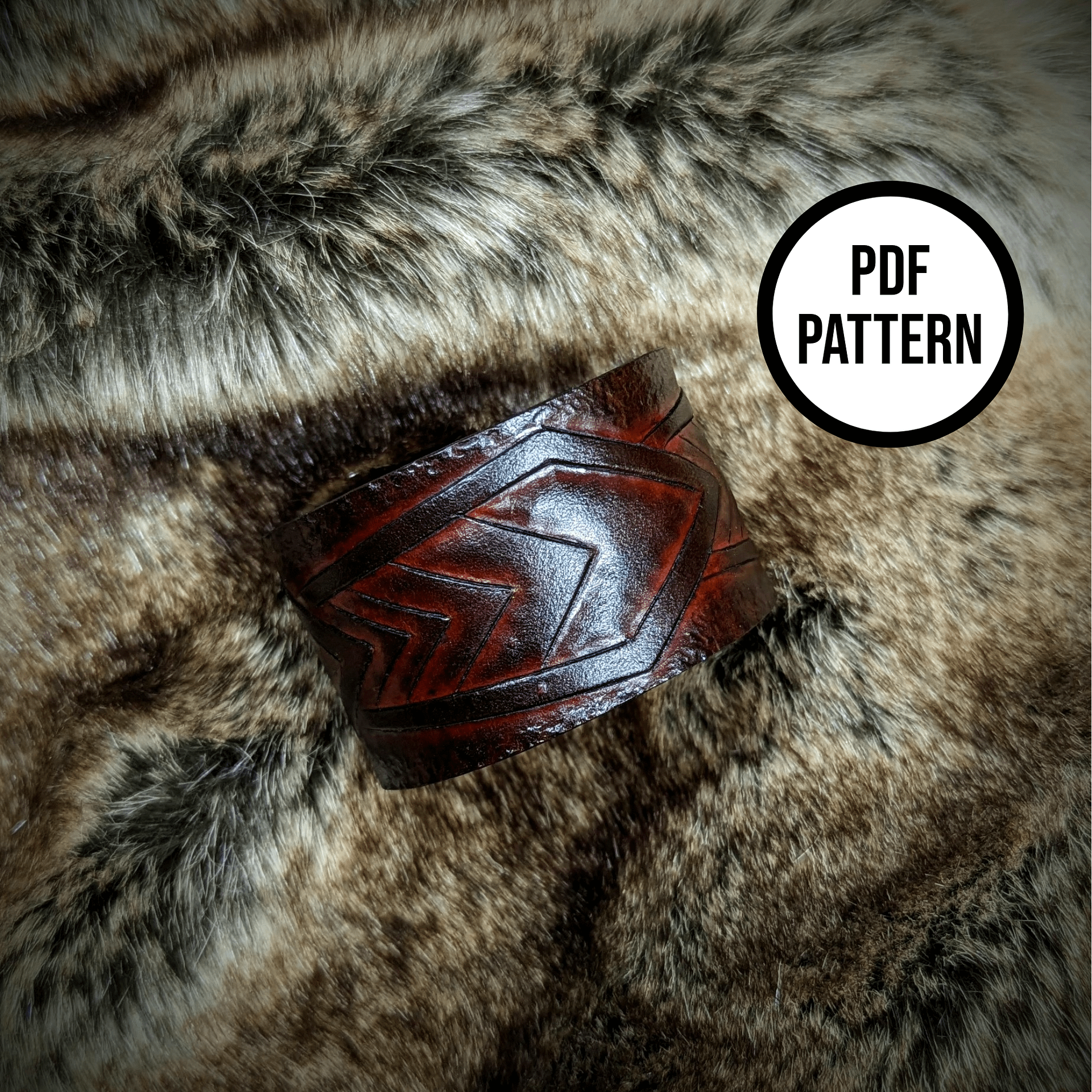 Dwarven Warrior Leather Cuff Pattern - PDF Pattern for Leatherwork product image (1)