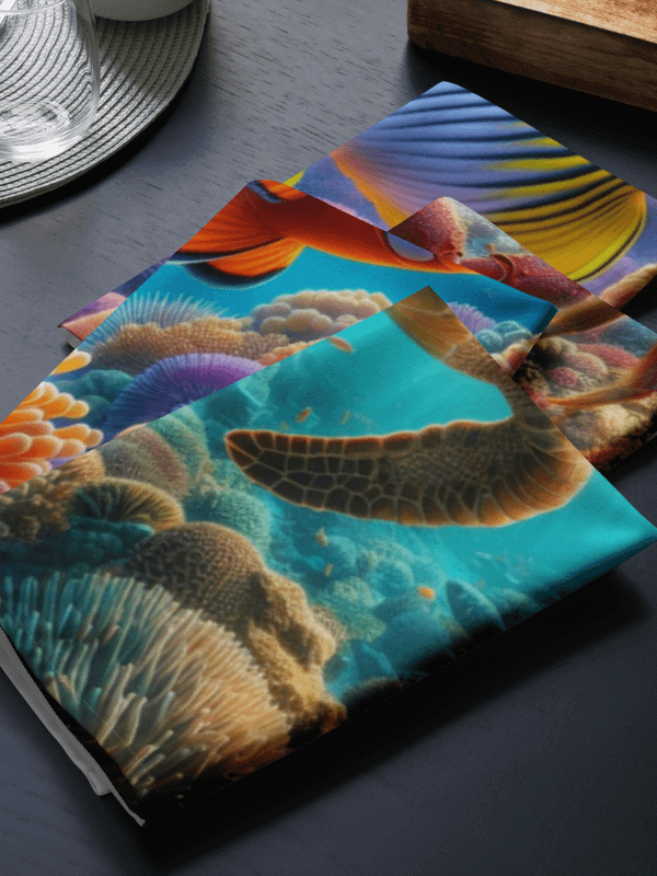 Underwater Symphony Cloth Napkin Set | AI Design beautiful underwater life product image (7)