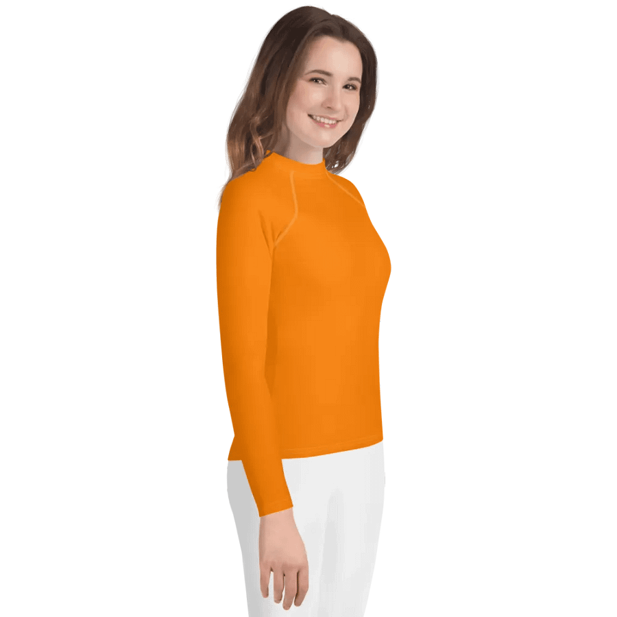 Youth Plain Color Orange Rash Guard product image (4)