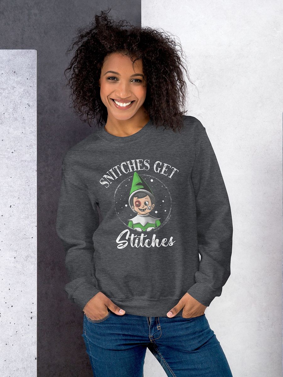 Holiday - Snitches Get Stitches - Green Elf Christmas sweatshirt product image (6)