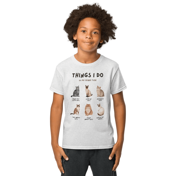 Things I Do: Cat Edition Kids Tee product image (3)