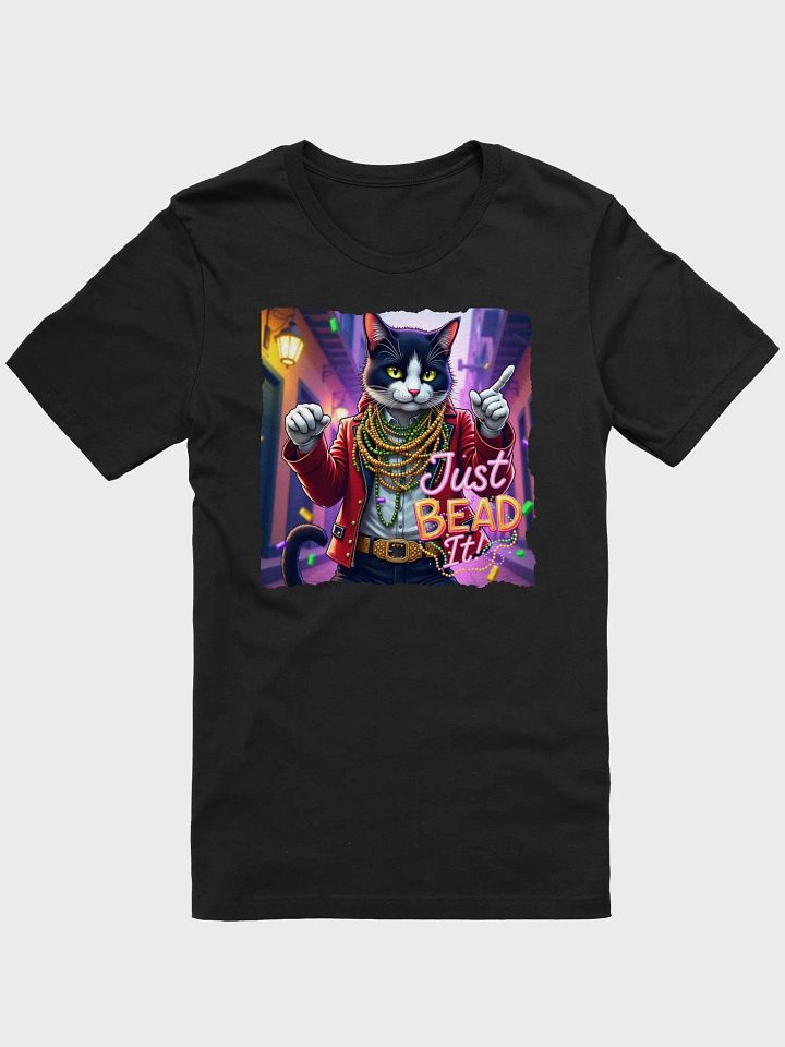Just BEAD It! Tuxedo Cat Mardi Gras 🎭🦞🎉 T-Shirt product image (1)