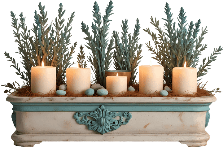 Provence-Inspired Candle and Floral Arrangements, PNG product image (1)