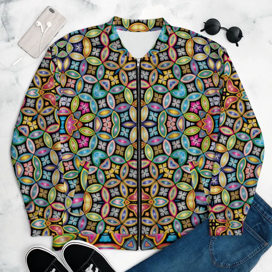 Batik Kawung Blue Bomber Jacket product image (6)