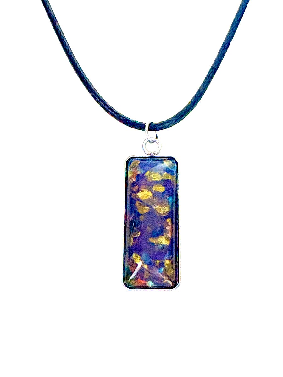 Electric Tide Pendant Necklace | Purple & Gold | Rectangle Cabochon | Monique Faella Designs™ | MFD-00138 product image (1)