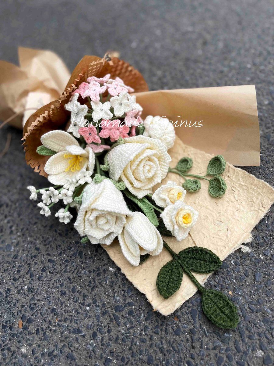 Large Pink Hydrangea Crochet Knit Bouquet product image (5)