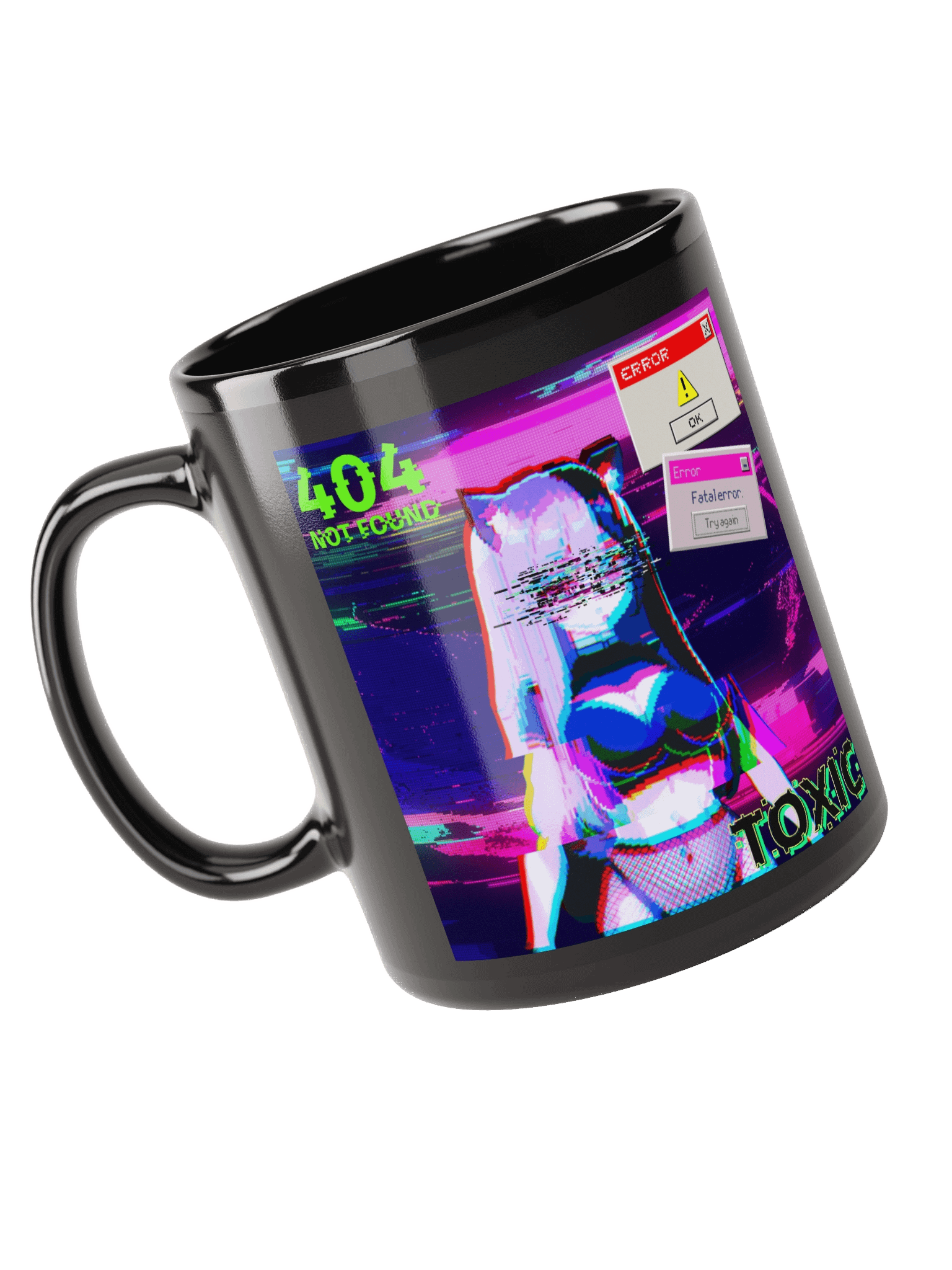 Neko Error.exe Black Glossy Mug product image (3)