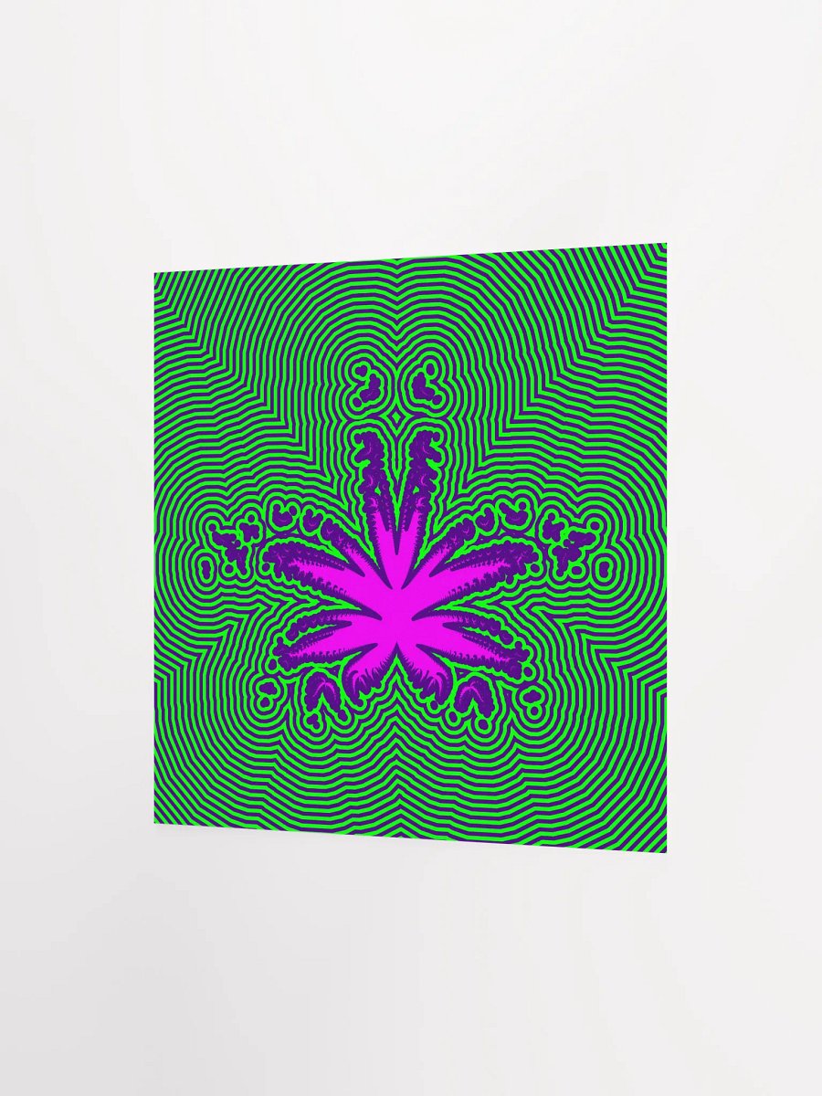 Trippy 420 Pot Leaf Poster, Psychedelic Stoner Cannabis Wall Art, Pink Purple Green Ganja Weed Print, Rad Reefer Pothead Gift product image (2)