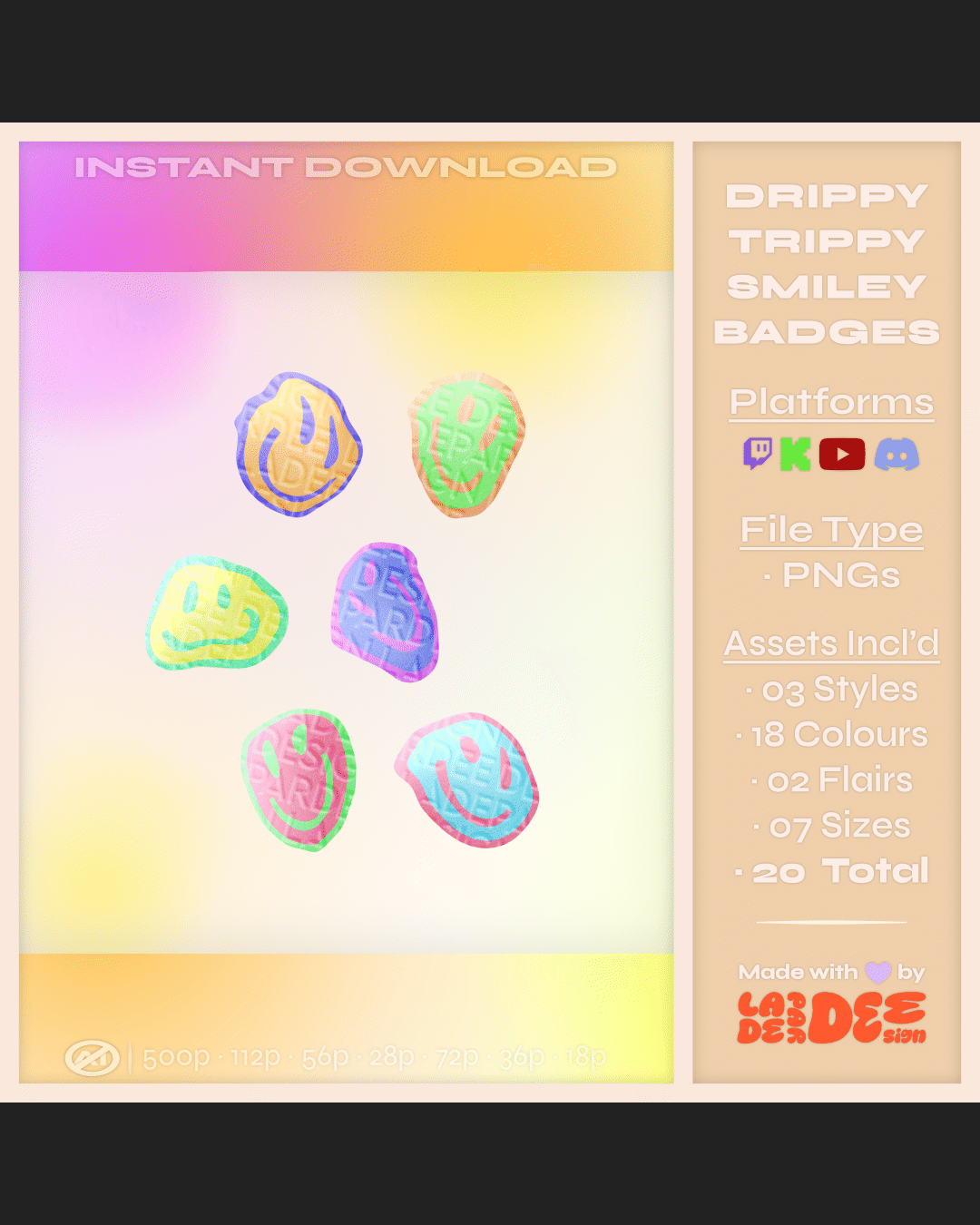 DrippyTrippySmileys Badges product image (3)