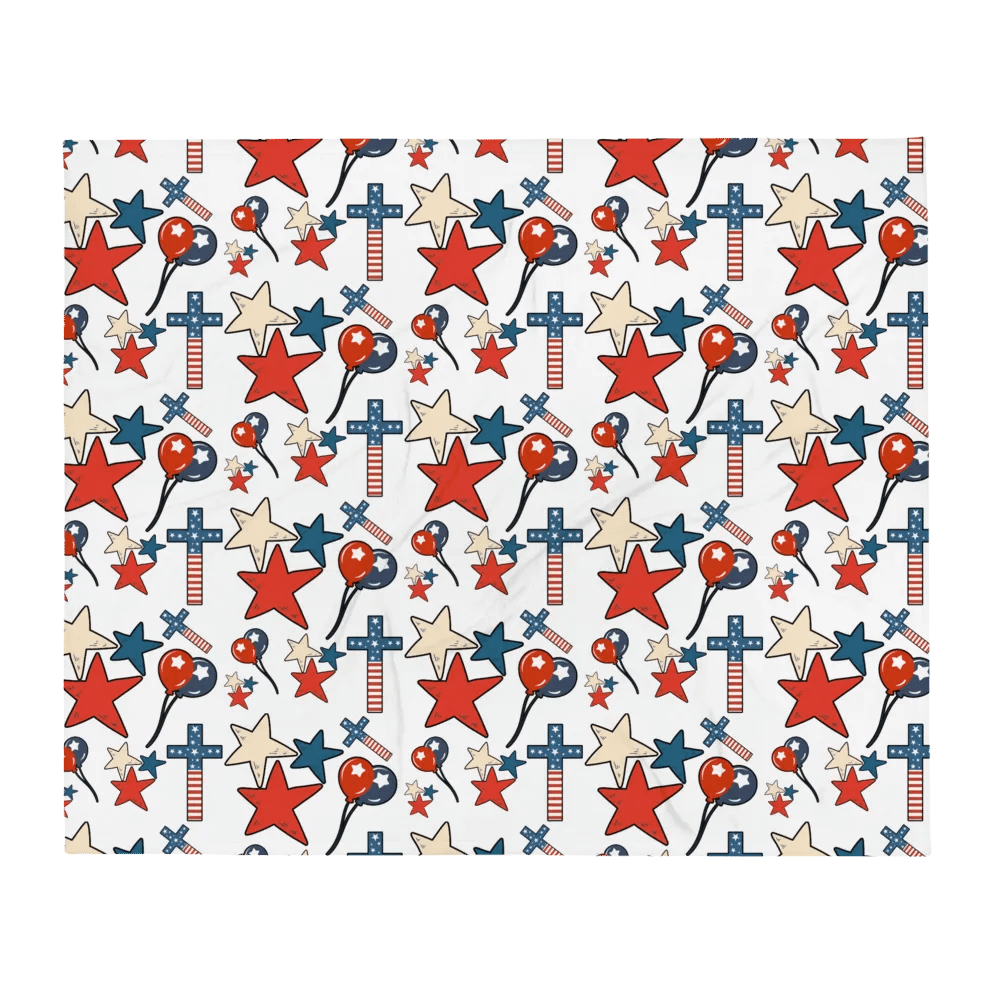 Red, White And Blue Stars And Crosses Blanket product image (4)