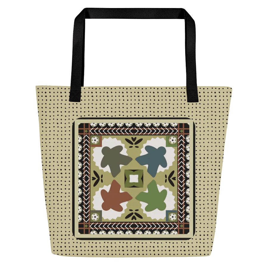 Ukrainian Pattern Meeple Patchwork Shoulder Tote Bag for Board Gamer, 16 x 20 with pocket product image (3)