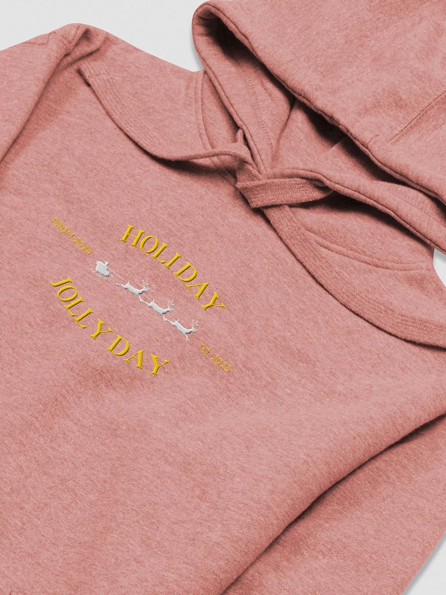 "Jolly Day Holiday" Embroidered Premium Unisex Hoodie - Front & Sleeve Design product image (3)