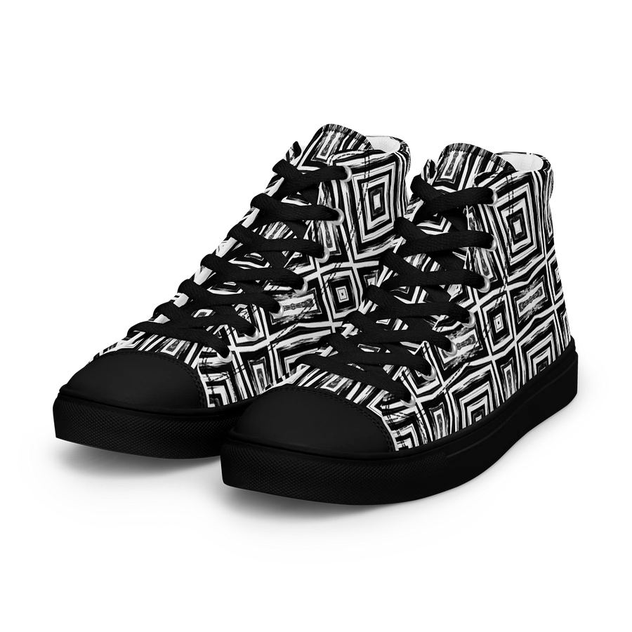 Abstract Monochrome Repeating Pattern Men's Canvas Shoe High Tops product image (41)