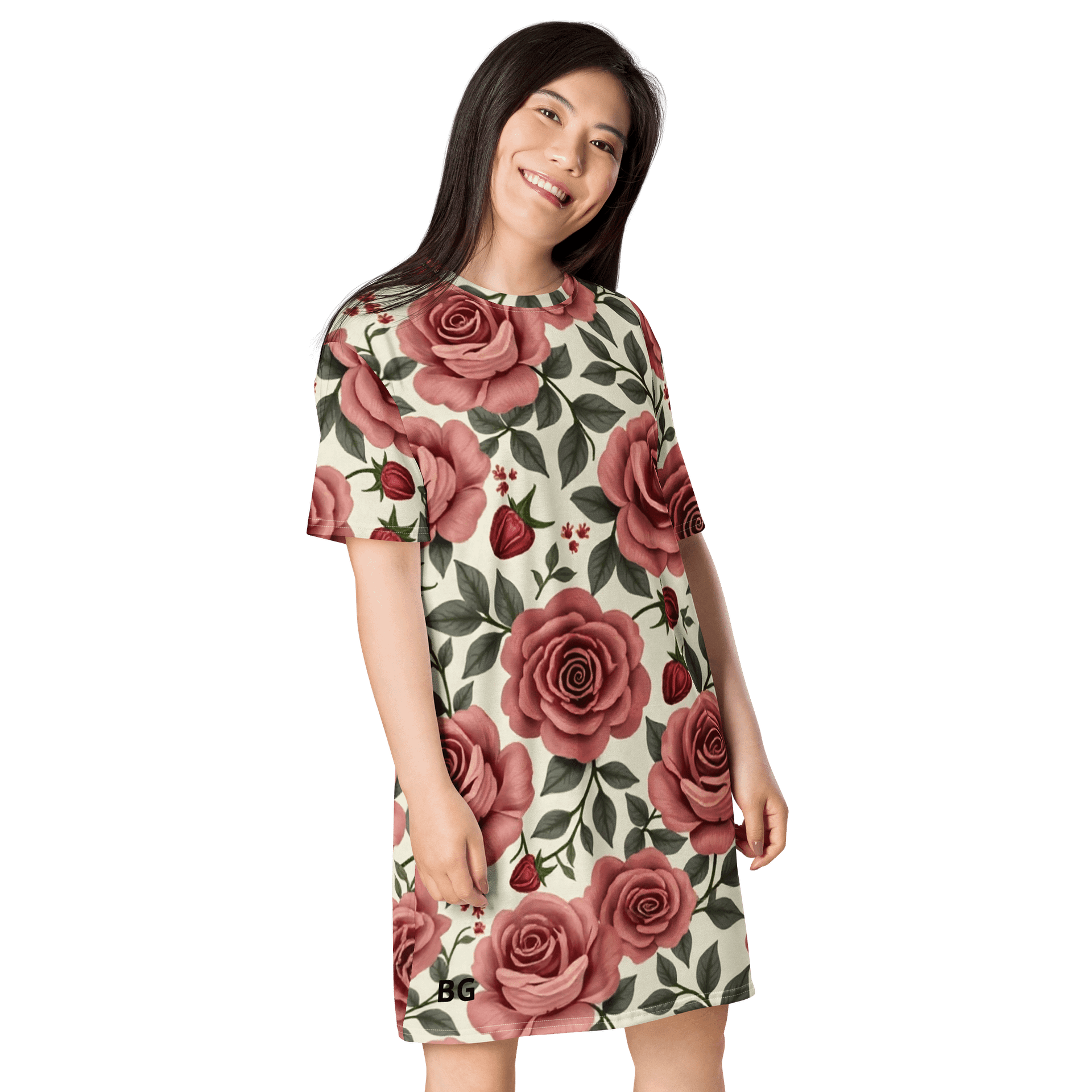 Barry Grady Red Roses All-Over T-Shirt Dress product image (4)