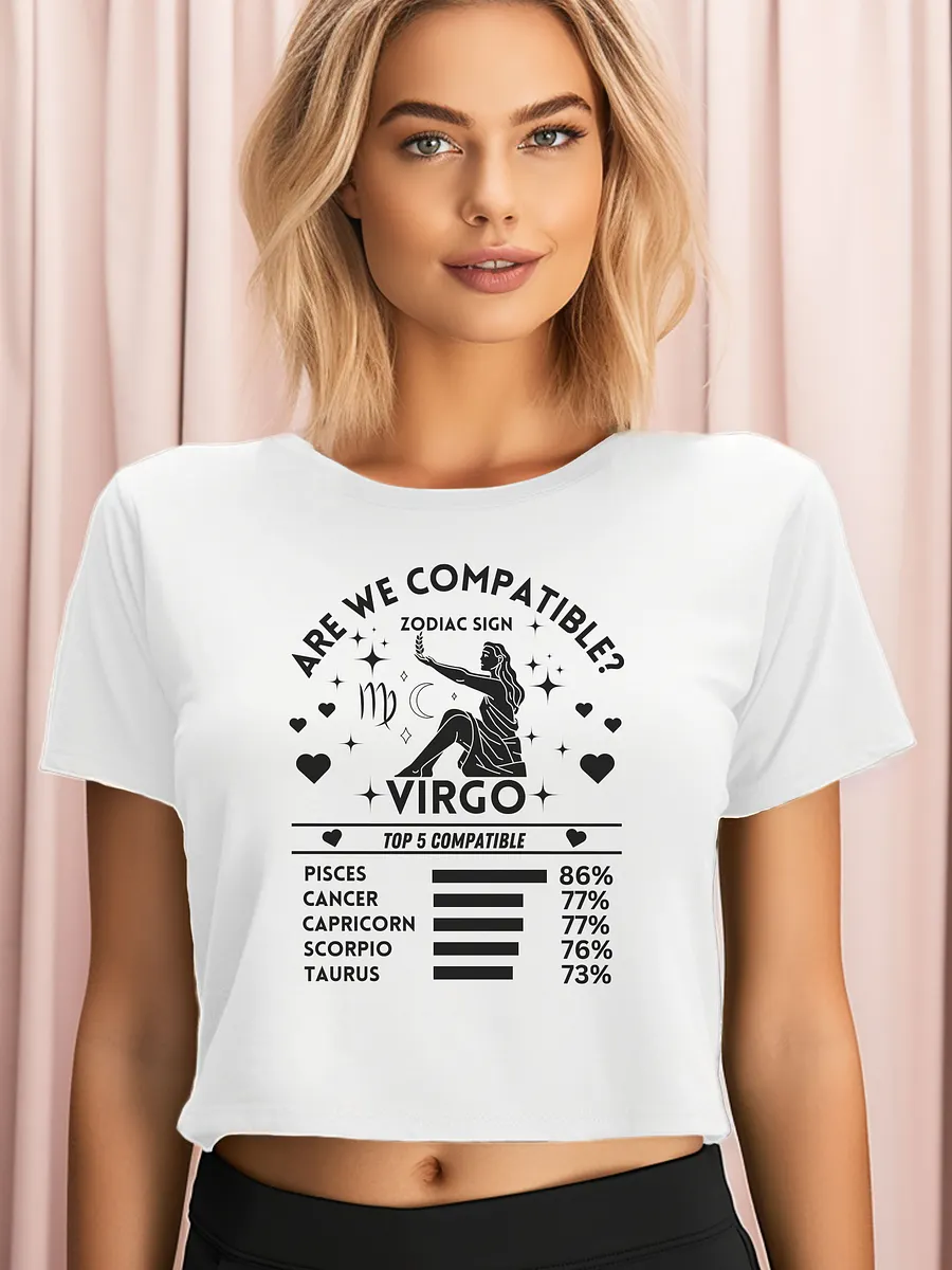 Virgo Zodiac Sign Romantic Compatibility - Light Colors - AS Colour Women's Premium Crop Top product image (1)