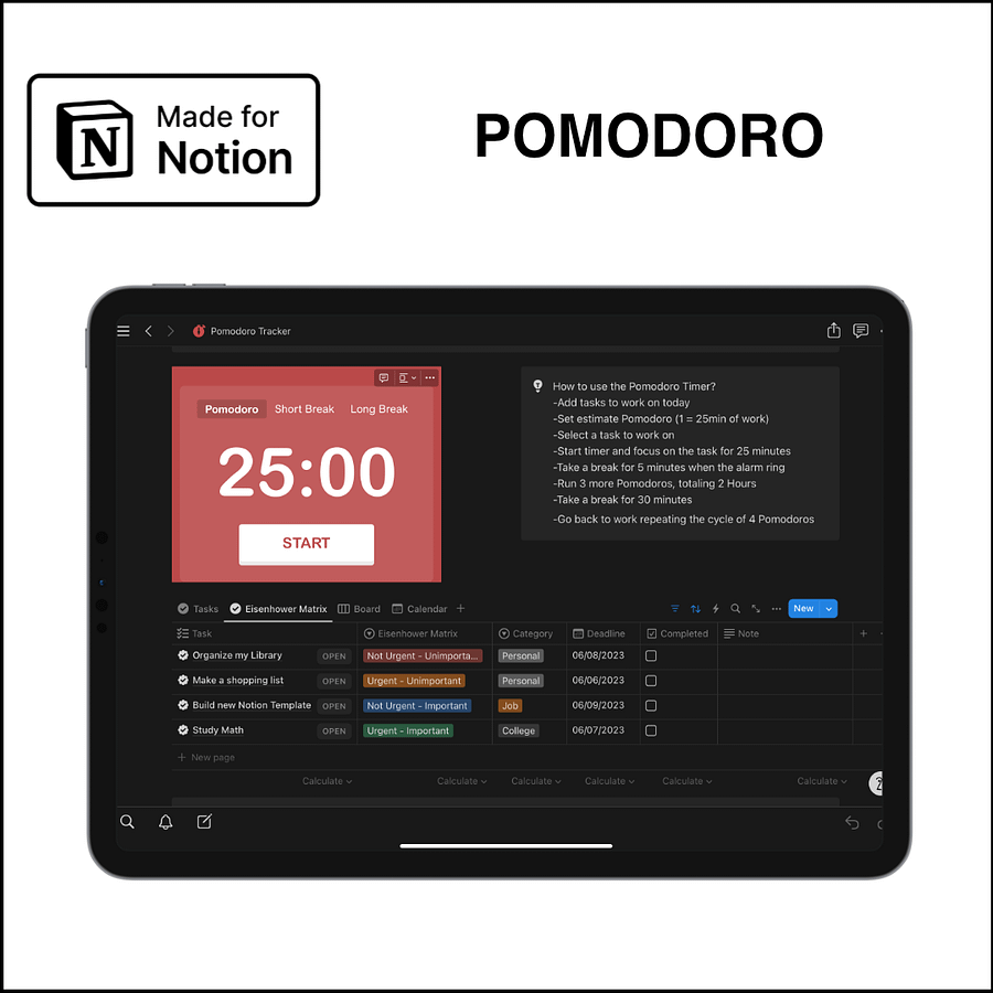 Notion Template - Pomodoro Tracker product image (1)