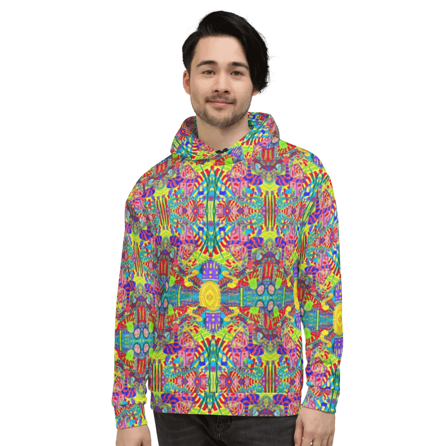 Abstract Doodle Creatures Unisex All Over Print Hoodie product image (2)