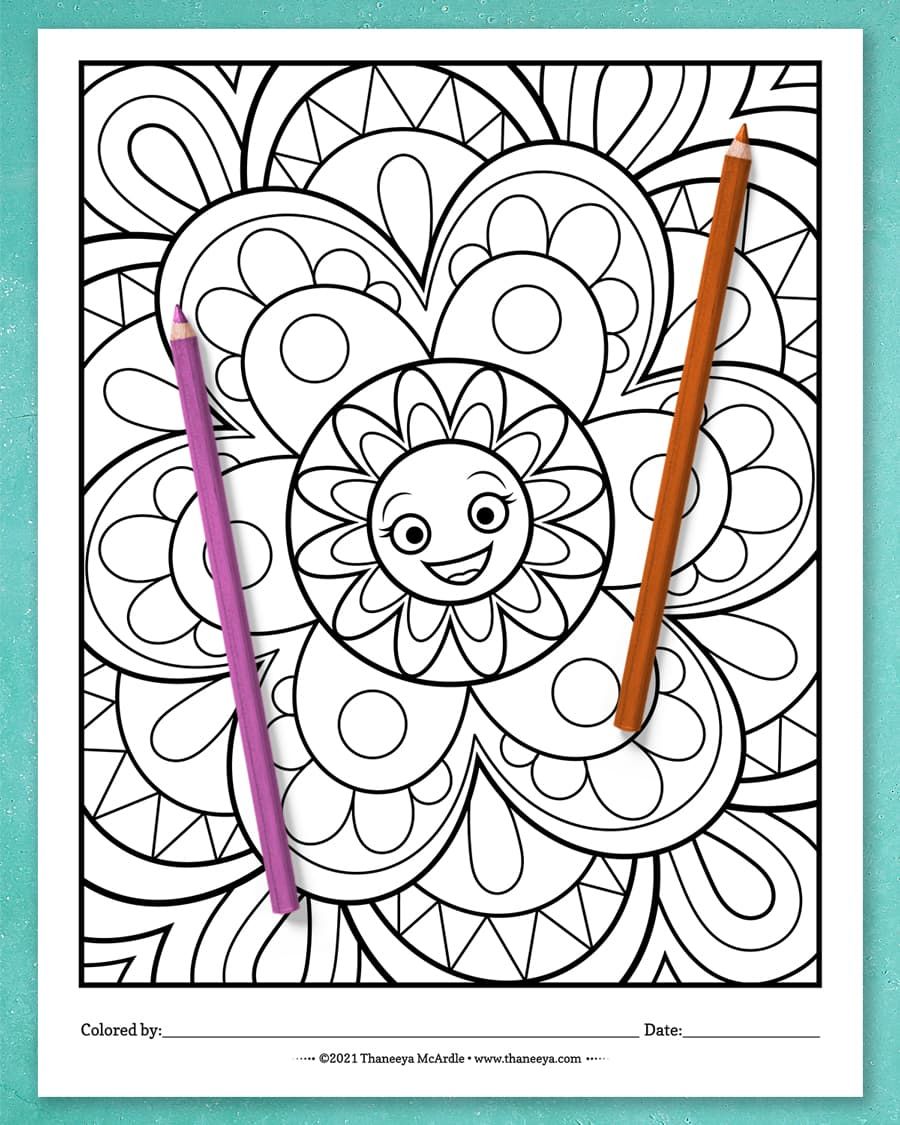 Happy Flowers Coloring Pages product image (10)
