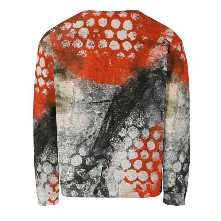 "Bold Abstract Art Sweatshirt – Red, White, and Black Textured Design" product image (2)